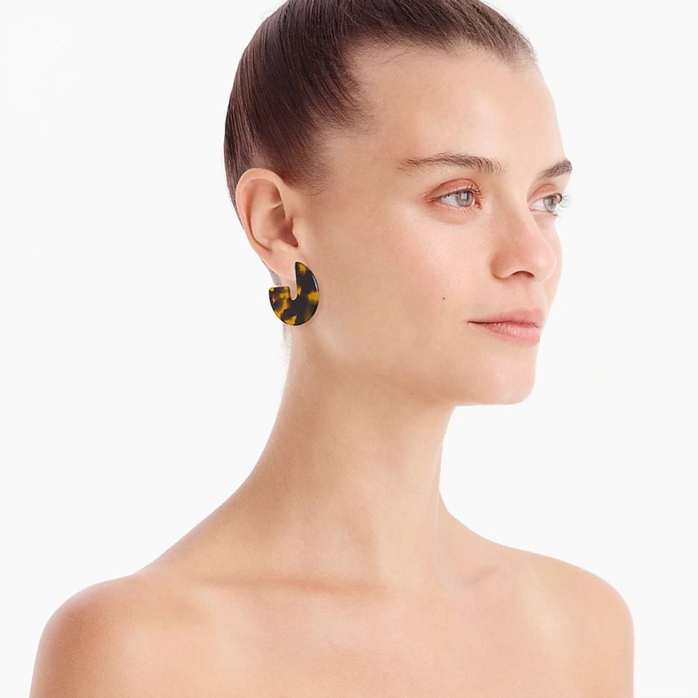 NWT! J.Crew Tortoise Mini disc earrings in acetate
